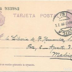 Sellos: VAQUER ENTERO POSTAL EDIFIL 57 CIRCULADO DE AVILA A MADRID 1928. Lote 363548040