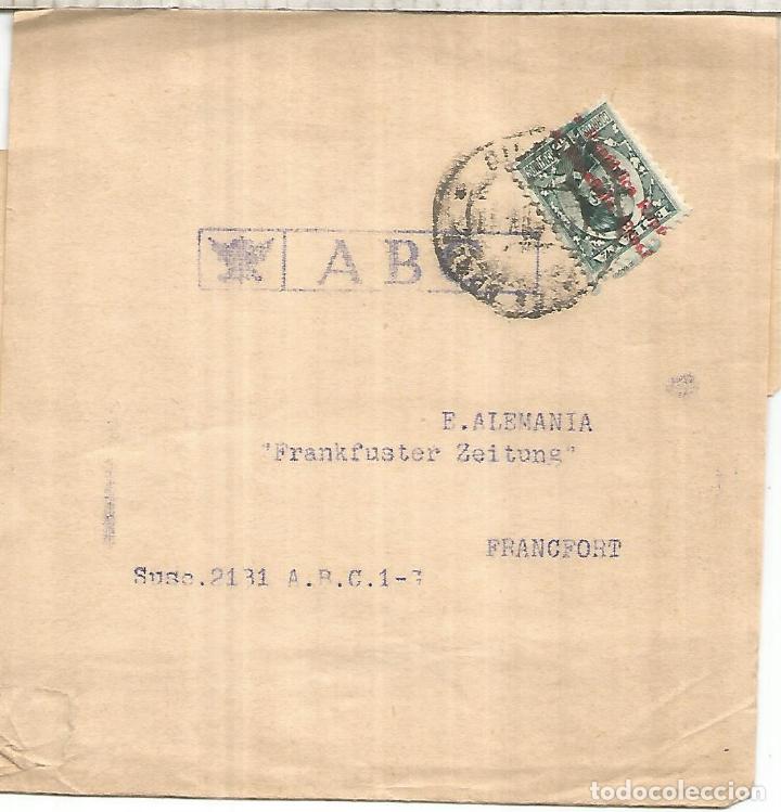 Francobolli: ALFONSO XIII VAQUER FAJA PRESNSA ABC A FRANKFURT SOBRECARGA REPUBLICA