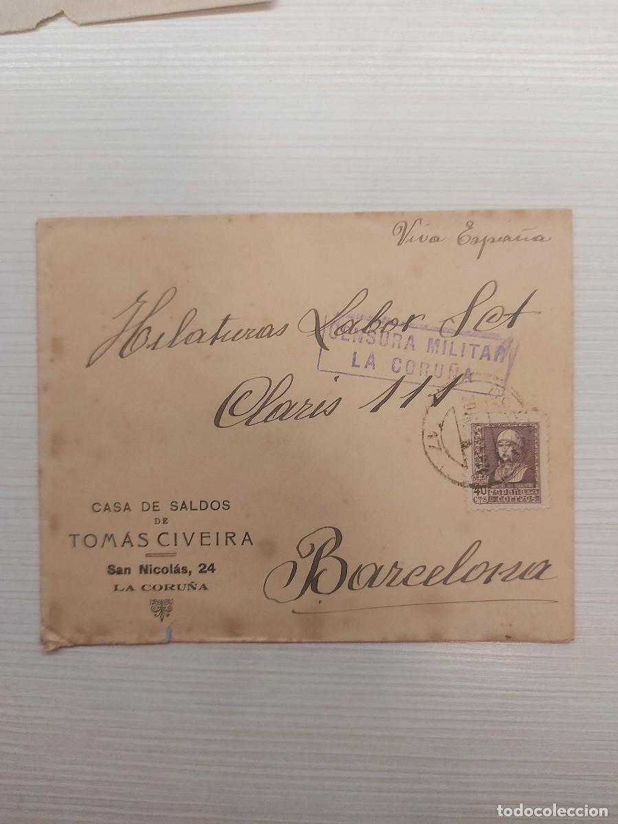Stamps: LA CORU&Ntilde;A, TOM&Aacute;S CIVEIRA, CASA DE SALDOS, MERCER&Iacute;A, CENSURA