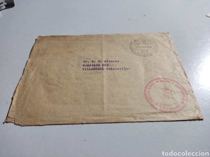 Francobolli: Sobre servicio filat&eacute;lico cu&ntilde;o secci&oacute;n de filatelia