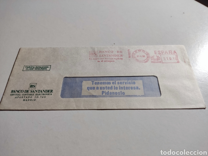 Francobolli: Sobre Banco de Santander,tarifa reducida clase segunda