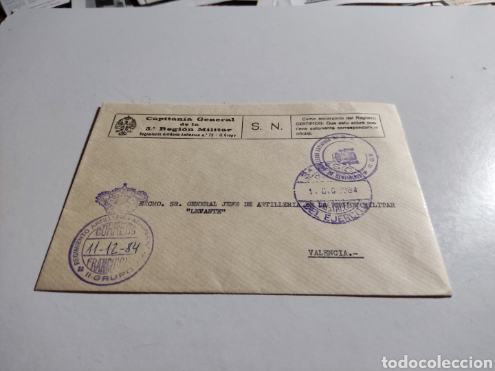 Francobolli: Sobre militar cu&ntilde;o regimiento artiller&iacute;a antia&eacute;rea