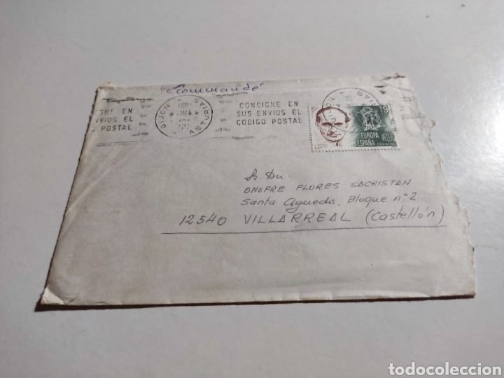 Sellos: Sobre circulado RTE Manuel Monterrey, Gij&oacute;n - Foto 1