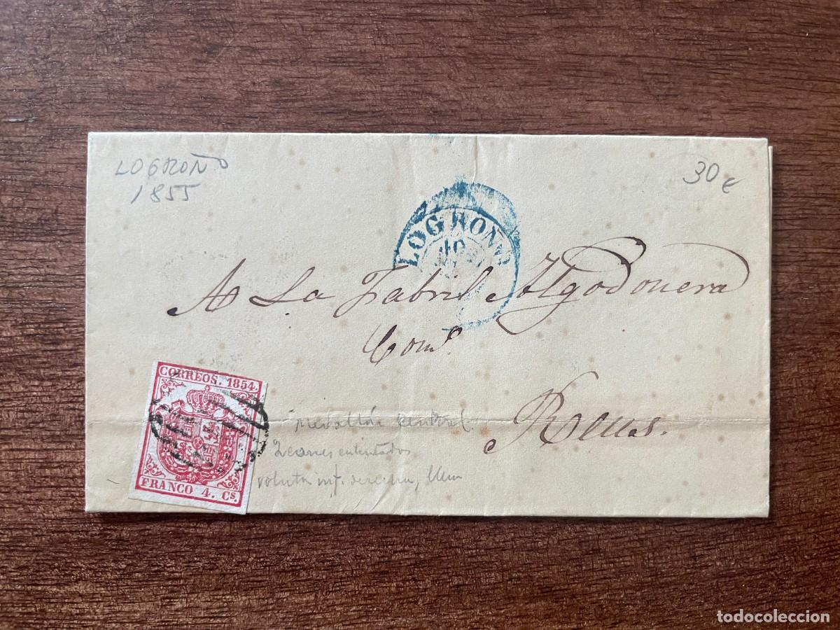 Sellos: A&Ntilde;O 1855. SOBRE CIRCULADO. LOGRO&Ntilde;O. - Foto 1