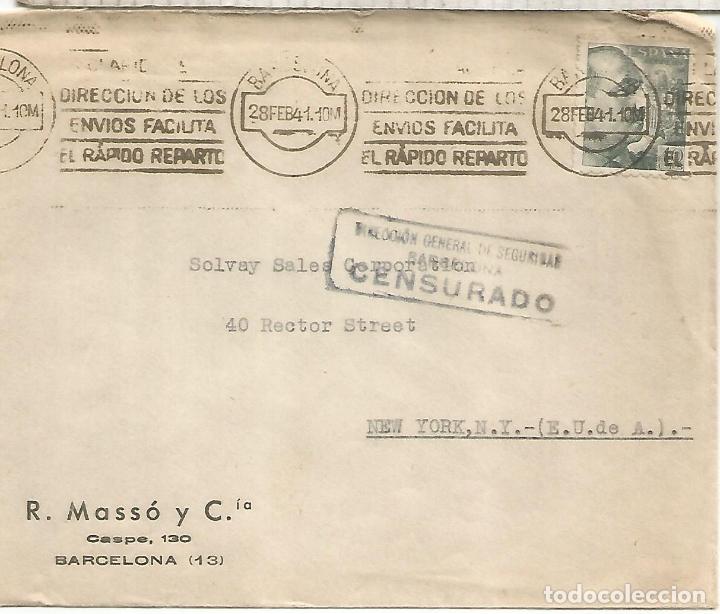 Sellos: BARCELONA A USA CON CENSURA GUBERNATIVA 1941