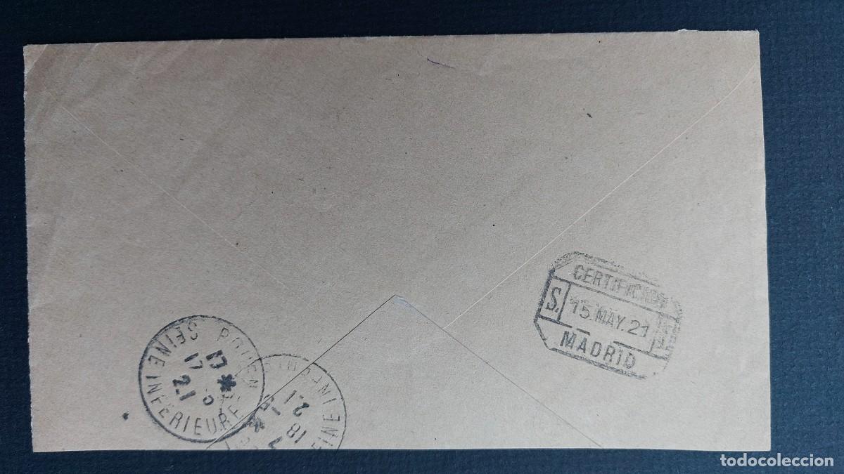 Sellos: SOBRE 1921 GRANADA A ROUEN (FRANCIA) CERTIFICADO - Foto 3