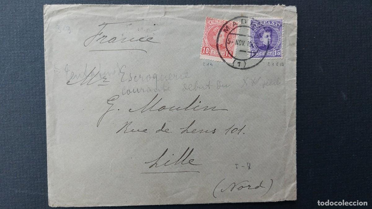 Sellos: SOBRE 1908 MADRID A LILLE (FRANCIA) - Foto 1