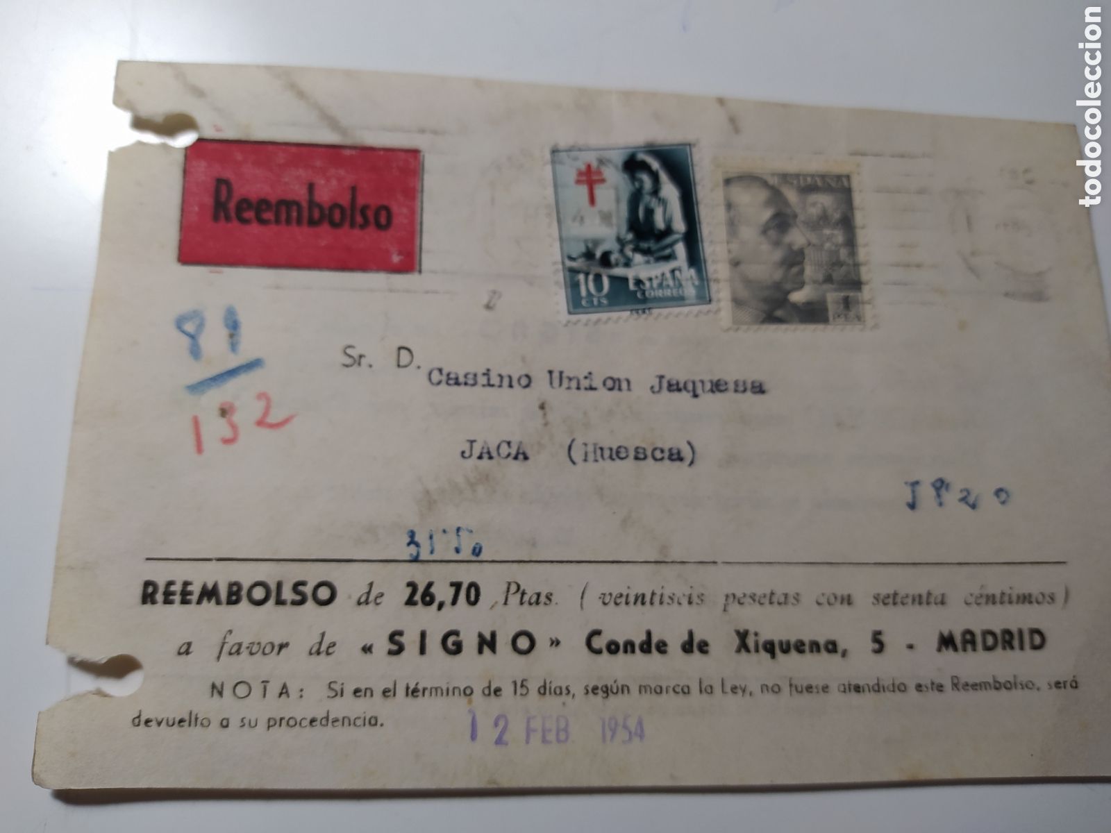 Briefmarken: Reembolso signos dos sellos ochenta y uno barro 132