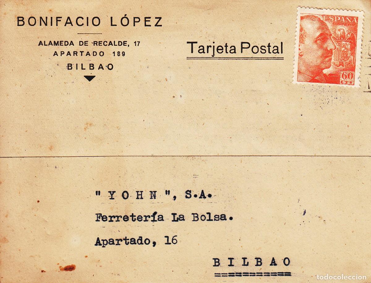 Sellos: TARJETA: 1957 BILBAO. BONIFACIO LOPEZ - Foto 1
