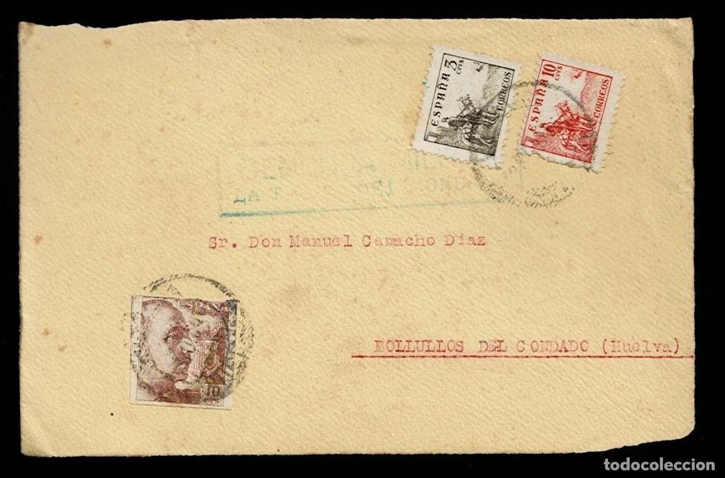 Selos: S2-7 Historia Postal FRANCO Frontal de carta con CENSURA MILITAR DE LA PALMA DEL CONDADO Circulada