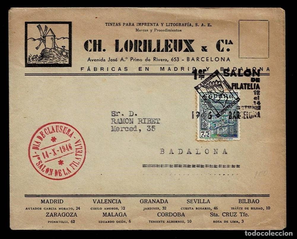 Selos: S2-13 Historia Postal Sobre circulado deL 1er SALON DE FILATELIA con gomifero del DIA DE LA CLAUSUR