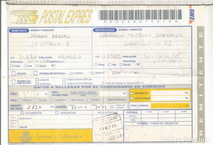 Selos: POSTAL EXPRESS DOCUMENTO MAT PRADEJON LA RIOJA