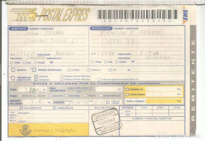 Selos: POSTAL EXPRESS DOCUMENTO MAT VILLAFRANCA NAVARRA