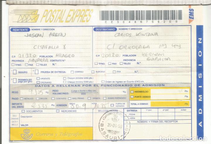 Sellos: POSTAL EXPRESS DOCUMENTO MAT BASAURI VIZCAYA - Foto 1