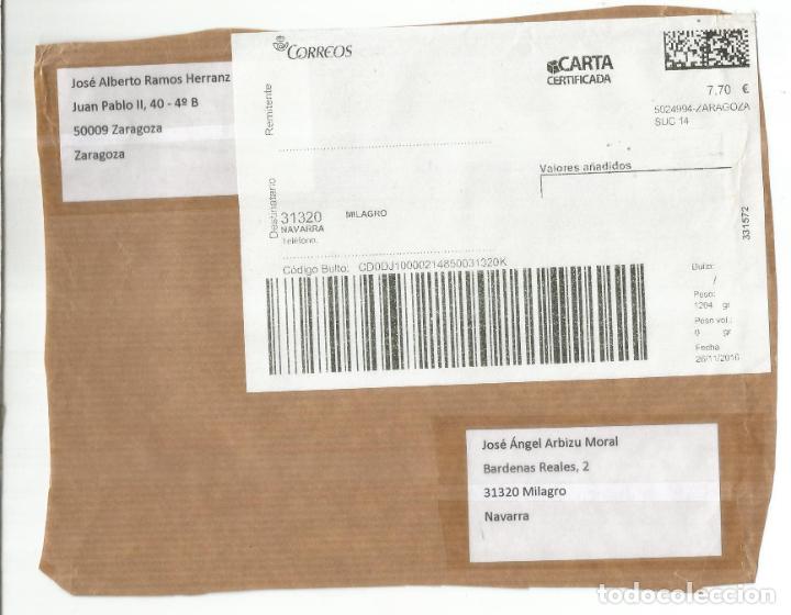 Sellos: ZARAGOZA FRONTAL ETIQUETA CARTA CERTIFICADA NAR CODE ATM - Foto 1