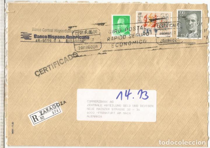 Sellos: ZARAGOZA A FRANKFURT CERTIFICADA 1992 MAT RODILLO - Foto 1