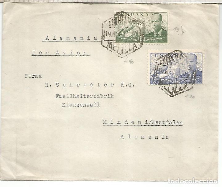 Sellos: MELILLA A ALEMANIA CC CORREO AEREO MAT HEXAGONAL - Foto 1