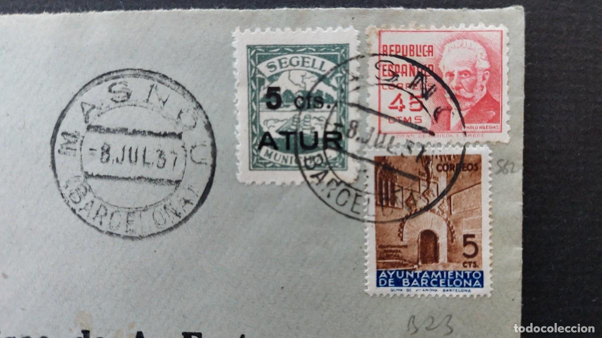 Sellos: SOBRE 1937 BARCELONA SOLLO SOBRECARGA - Foto 2