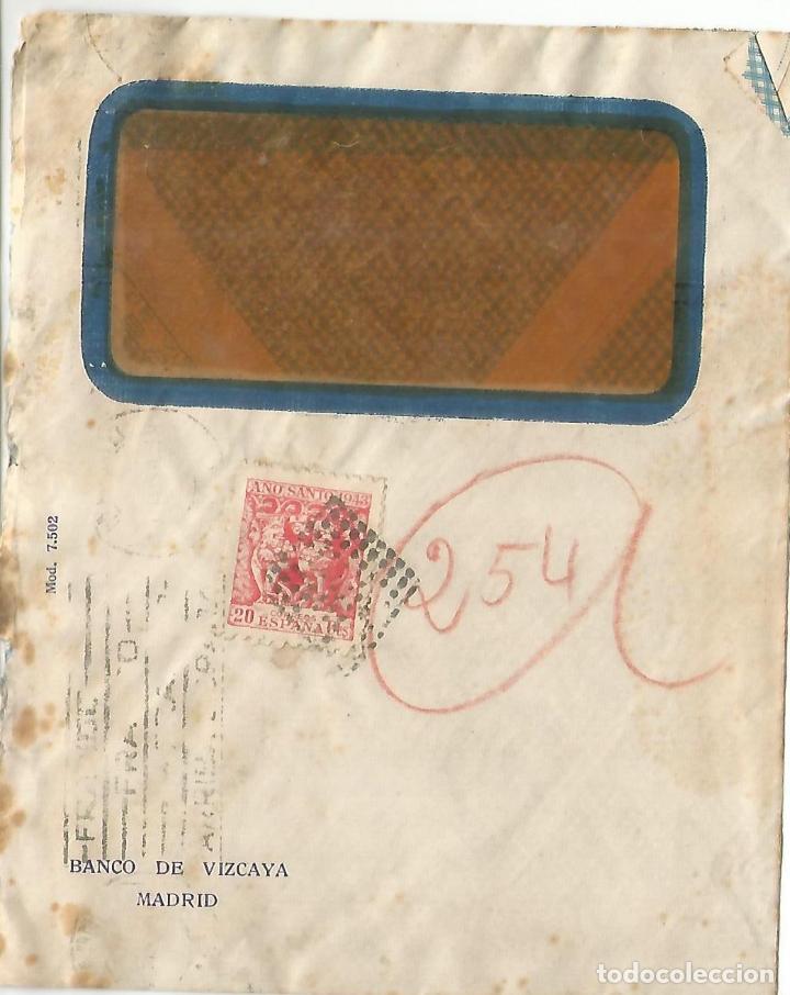 Sellos: CC CON SELLO A&Ntilde;OS SANTO COMPOSTELANO 1943 MAT ROMBO DE PUNTOS