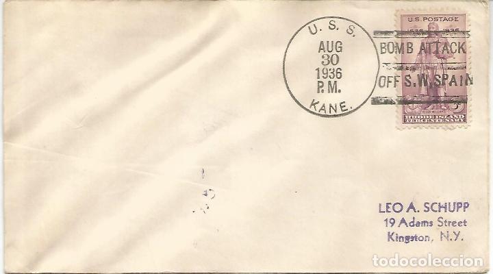 Sellos: GUERRA CIVIL CC DESDE EL BUQUE USS KANE 1936 BOMB ATTACK OFF S W SPAIN