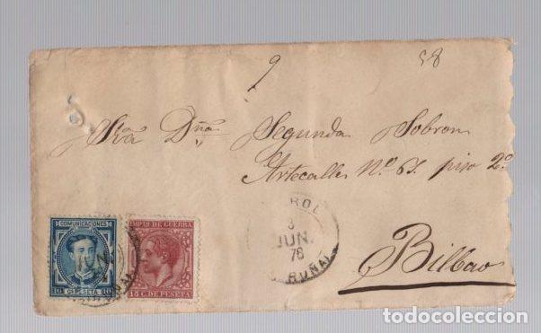Selos: SOBRE CIRCULADO DE EL FERROL, CORU&Ntilde;A A BILBAO, CALLE ARTECALLE. A&Ntilde;O 1878