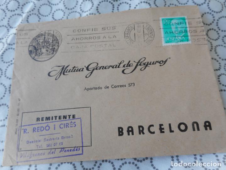 Stamps: ANTIGUO SOBRE MUTUA SEGUROS VILLAFRANCA PANADES 1968. R. REDO I CIRES. SASTRERIA