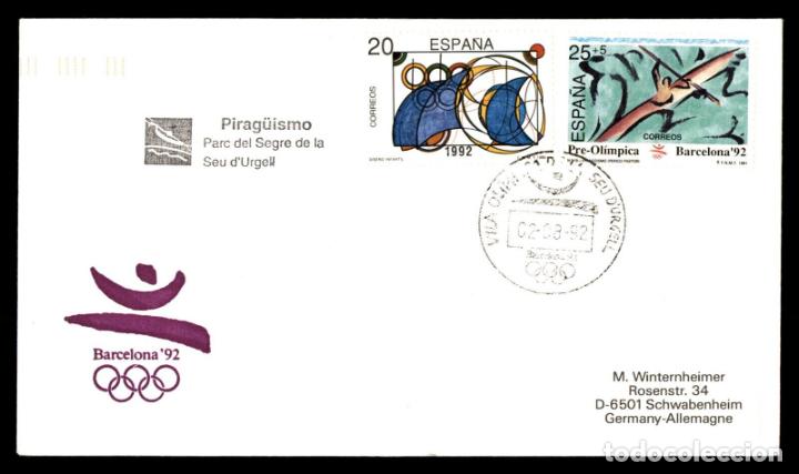 Sellos: CC JUEGOS OLIMPICOS BARCELONA 92 MAT VILA OLIMPICA SEO DE URGELL PIRAGUISMO