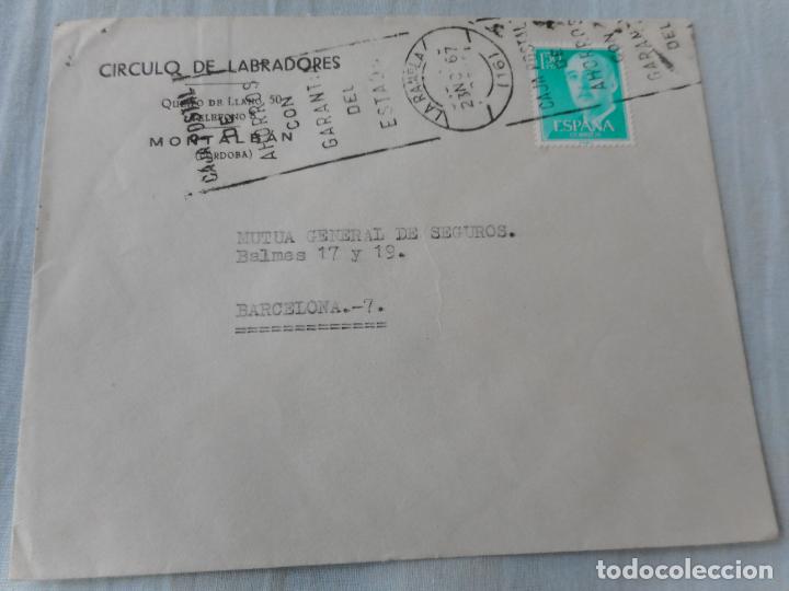 Stamps: ANTIGUO SOBRE CIRCULO LABRADORES. MONTALBAN CORDOBA - LA RAMBLA 1967