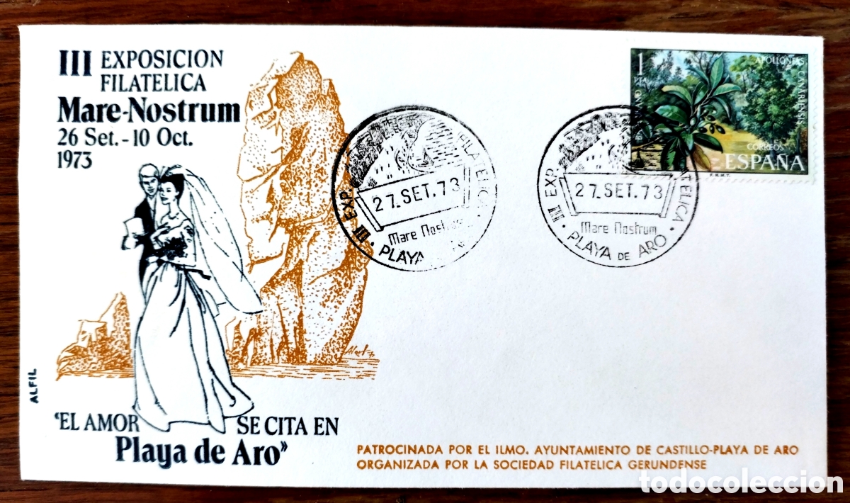 Stamps: Sobre III Exposici&oacute;n Filatelica Mare-Nostrum, Platja d'Aro, 1973.