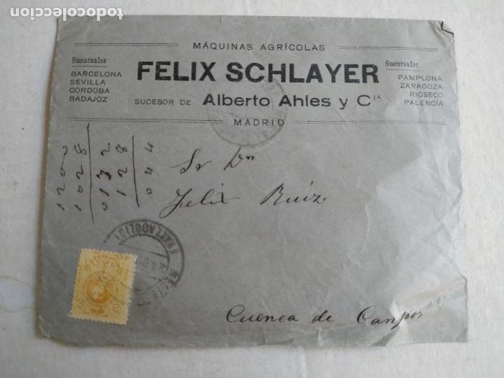 Stamps: Carta sobre Alfonso XIII amarillo Felix Schilleman m&aacute;quinas Cuenca Campos 1918