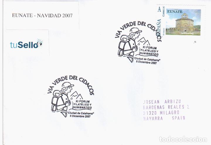 Briefmarken: CALAHORRA LA RIOJA MAT VIA VERDE DEL CIDACOS TUSELLO IGLESIA DE EUNATE NAVARRA