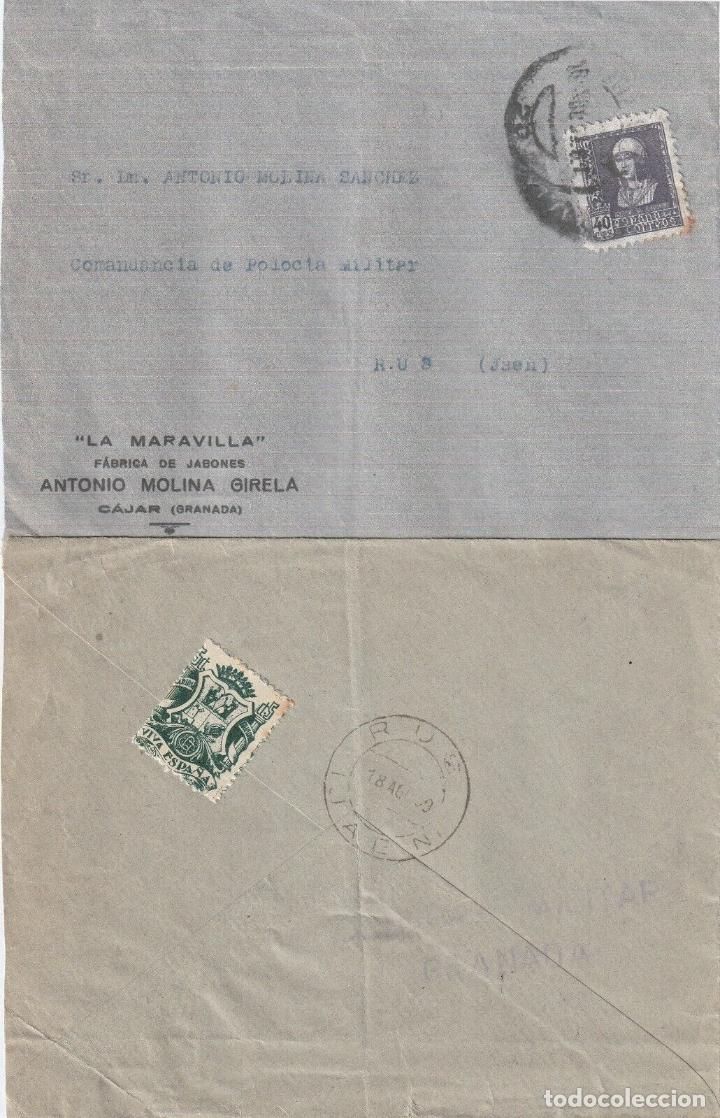 Francobolli: GUERRA CIVIL CAJAR GRANADA A RUS JAEN CC CON CENSURA MILITAR Y VI&Ntilde;ETA BENEFICA