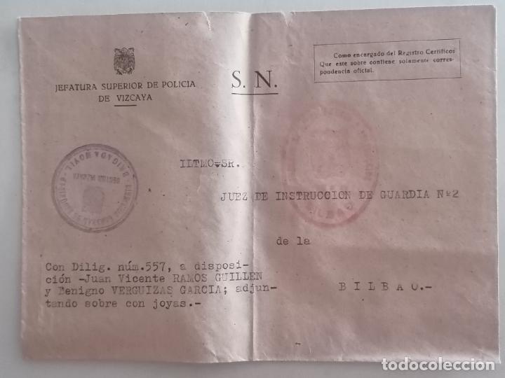 Briefmarken: JEFATURA SUPERIOR DE POLICIA VIZCAYA, JUEZ DE INSTRUCCION DE GUARDIA N&ordm; 2