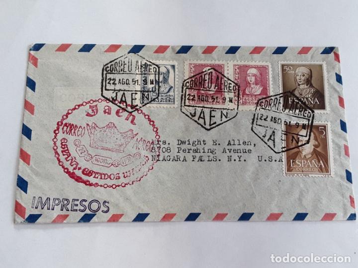 Stamps: JAEN A USA 1951 CORREO AEREO VUELO ESPECIAL MAT HEXAGONAL