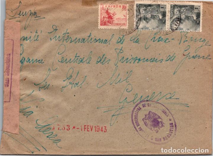 Stamps: ONDARROA VIZCAYA A CRUZ ROJA SUIZA PRISIONEROS DE GUERRA 1943 CON CENSURA
