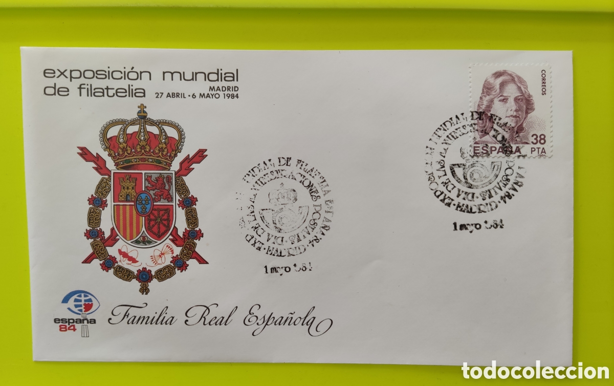 Stamps: Sobre EXPOSICI&Oacute;N MUNDIAL DE FILATELIA 1984. FAMILIA REAL ESPA&Ntilde;OLA