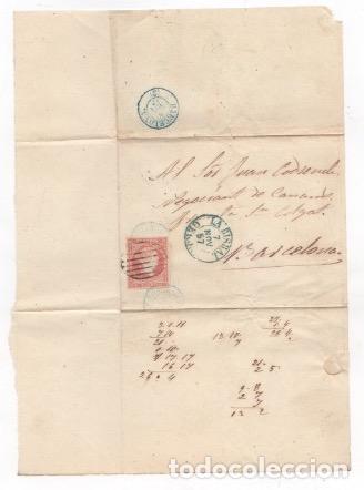 Sellos: SOBRE CIRCULADO A BARCELONA. A&Ntilde;O 1857 - Foto 1