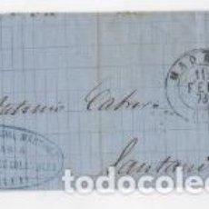 Sellos: SOBRE CIRCULADO CON CARTA A SANTANDER DE ALMACÉN DE FRUTOS COLONIALES, MADRID. 1878