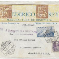 Sellos: ISABEL LA CATOLICA Y DE LA CIERVA EN CARTA COMERCIAL FEDERICO FREY 1939 PALMA DE MALLORCA-SALAMANCA