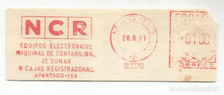 Sellos: MADRID FRANQUEO MECANICO METER NCR INFORMATICA COMPUTER 1971 - Foto 1