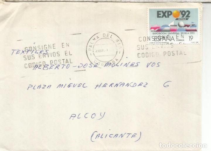 Francobolli: PALMA DEL RIO CORDOBA CC CON SELLO EXPO 92 SEVILLA
