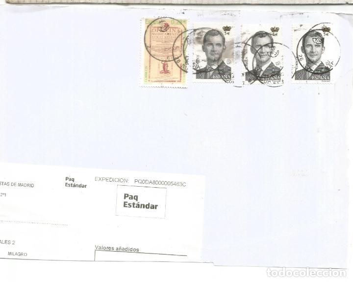 Francobolli: FRAGMENTO PAQUETE POSTAL CON 3 SELLOS DE 5 EUROS