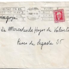 Sellos: RARO MATASELLOS RODILLO VISITAD EN EL MES DE MAYO LA FERIA DEL LIBRO DE MADRID EN CARTA 1934 LLEGADA