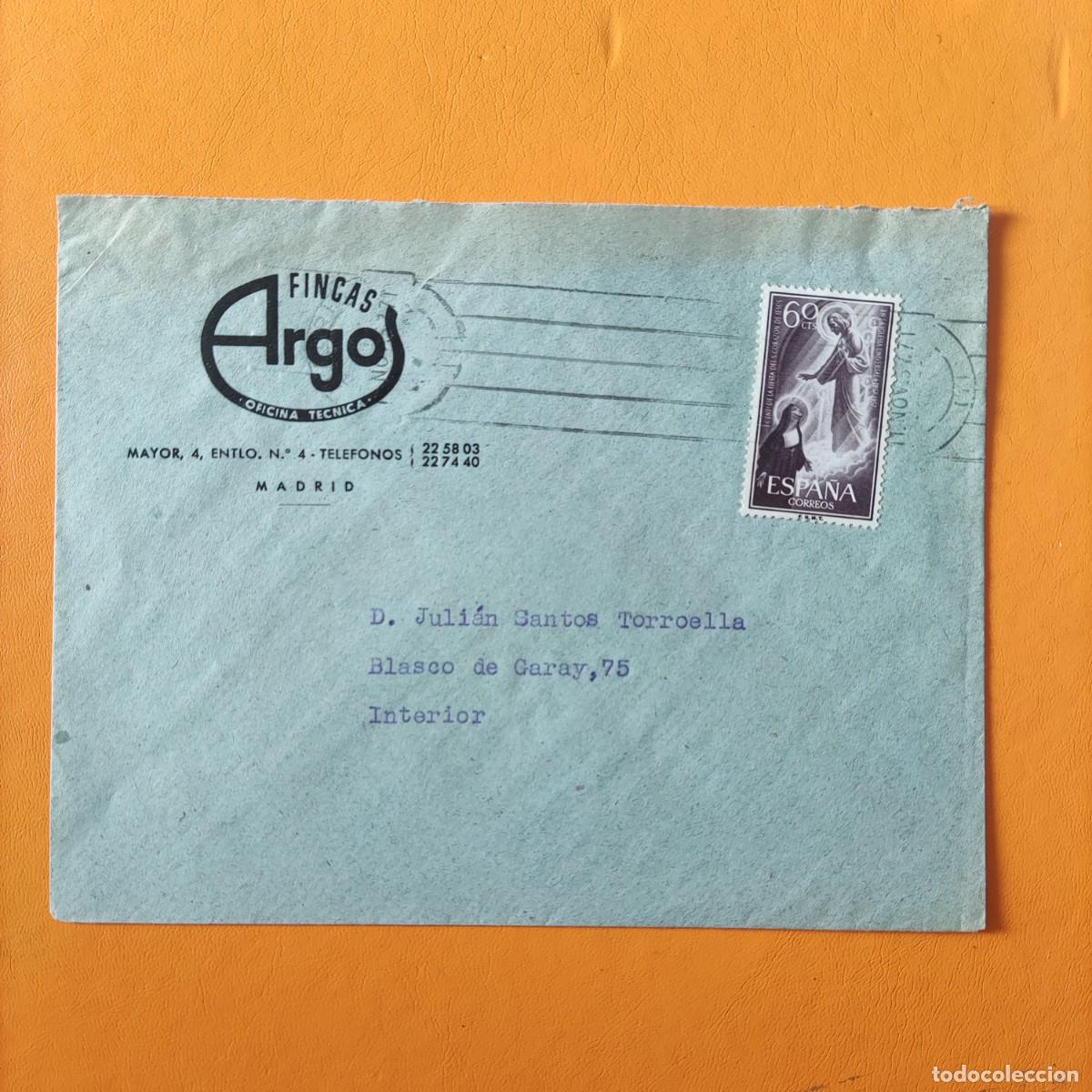 Sellos: Sobre circulado. Madrid. Fincas Argos - Foto 1