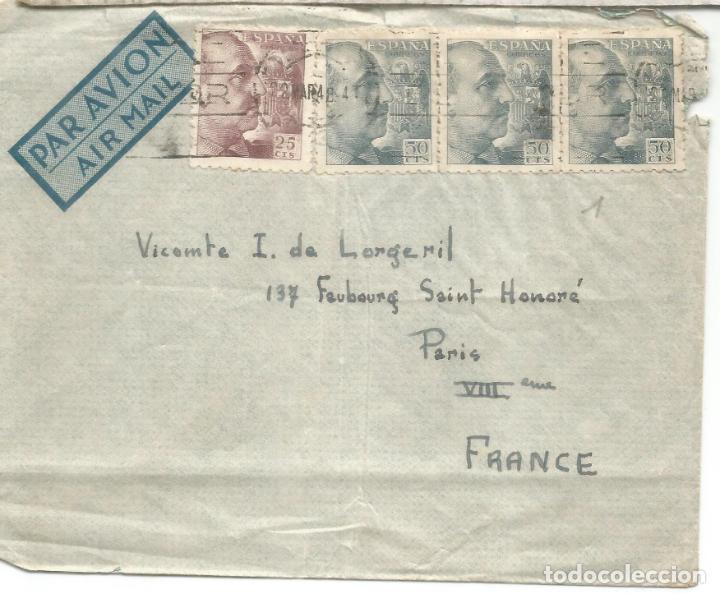 Sellos: CC A PARIS AEREA 1948 FRANCO DE PERFIL - Foto 1