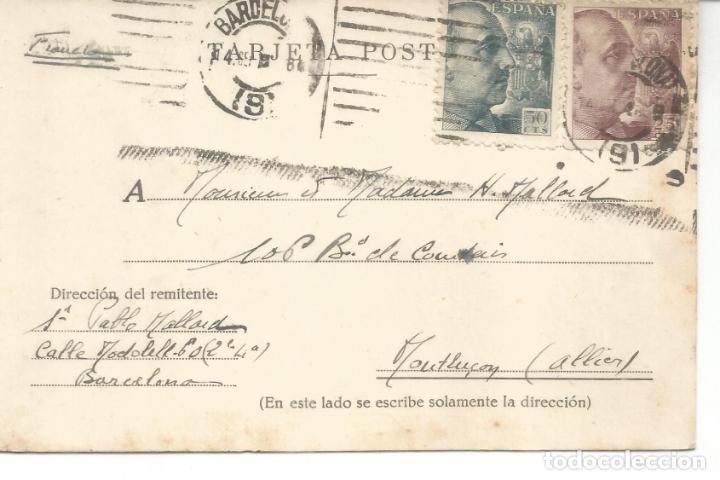 Sellos: BARCELONA A FRANCIA POSTAL 1948 - Foto 1