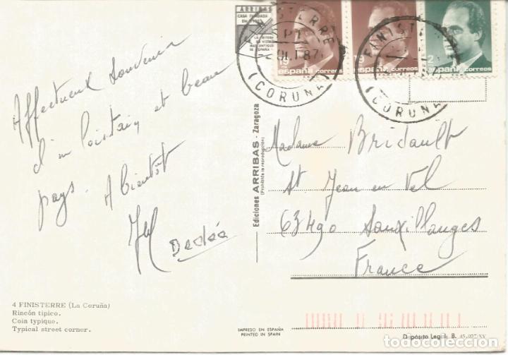 Sellos: POSTAL FINISTERRE CON MAT SPE 1987 CORU&Ntilde;A - Foto 1