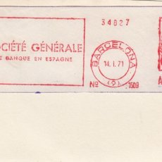 Sellos: S1577 MATASELLO FRANQUEO MECÁNICO - SOCIÉTÉ GÉNÉRALE DE BANQUE EN ESPAGNE - BARCELONA 1971