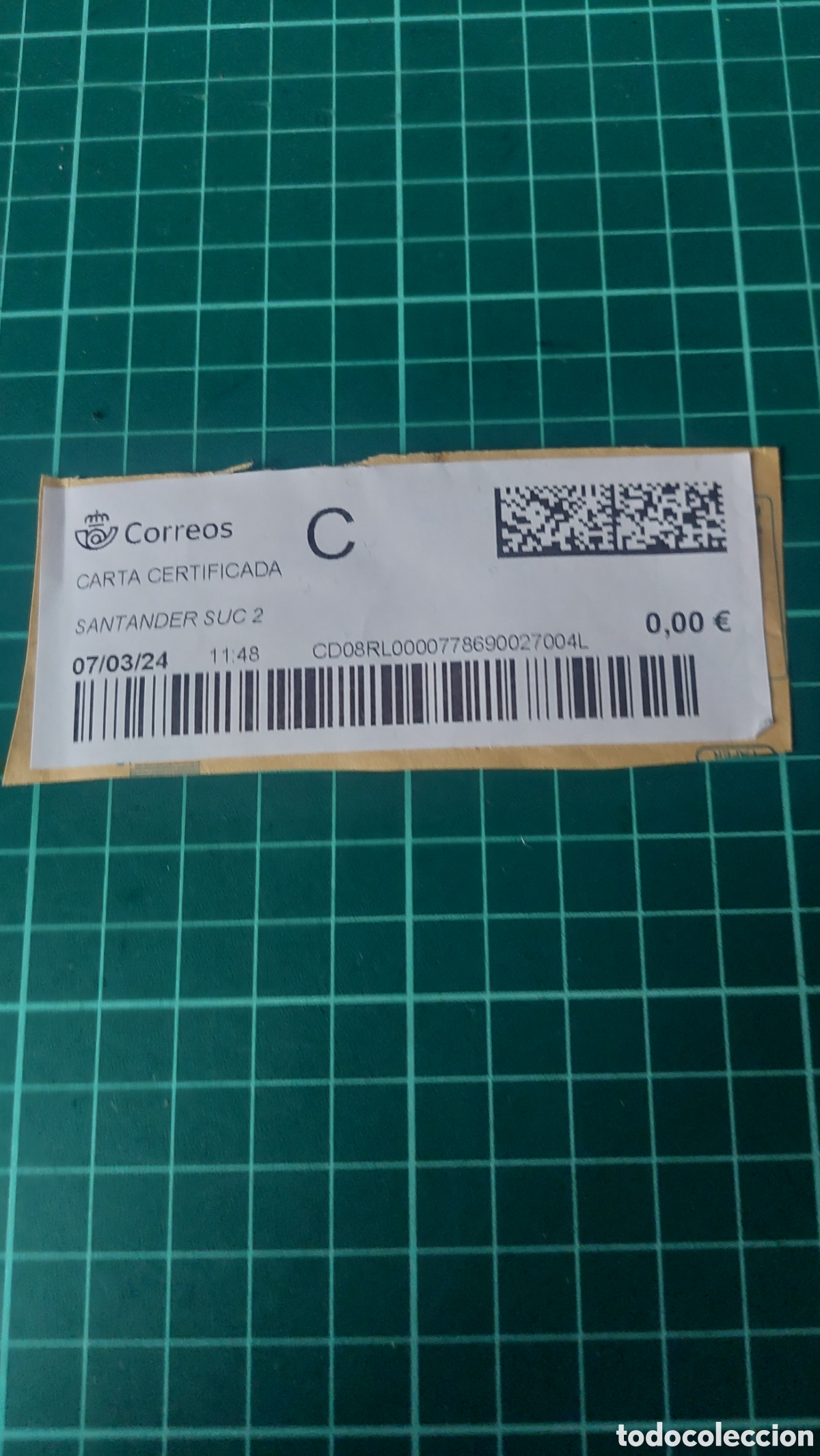 Sellos: Correos carta certificado Santander 2024 c c&oacute;digo o.oo - Foto 1