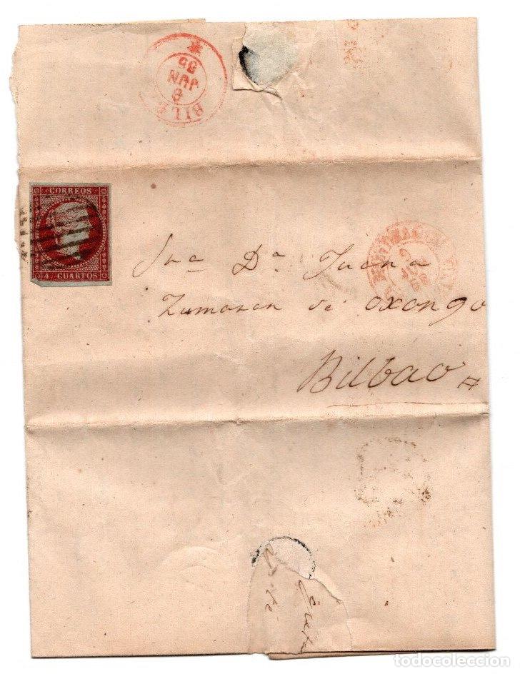 Sellos: SOBRE CIRCULADO A BILBAO. A&Ntilde;O 1855 - Foto 1